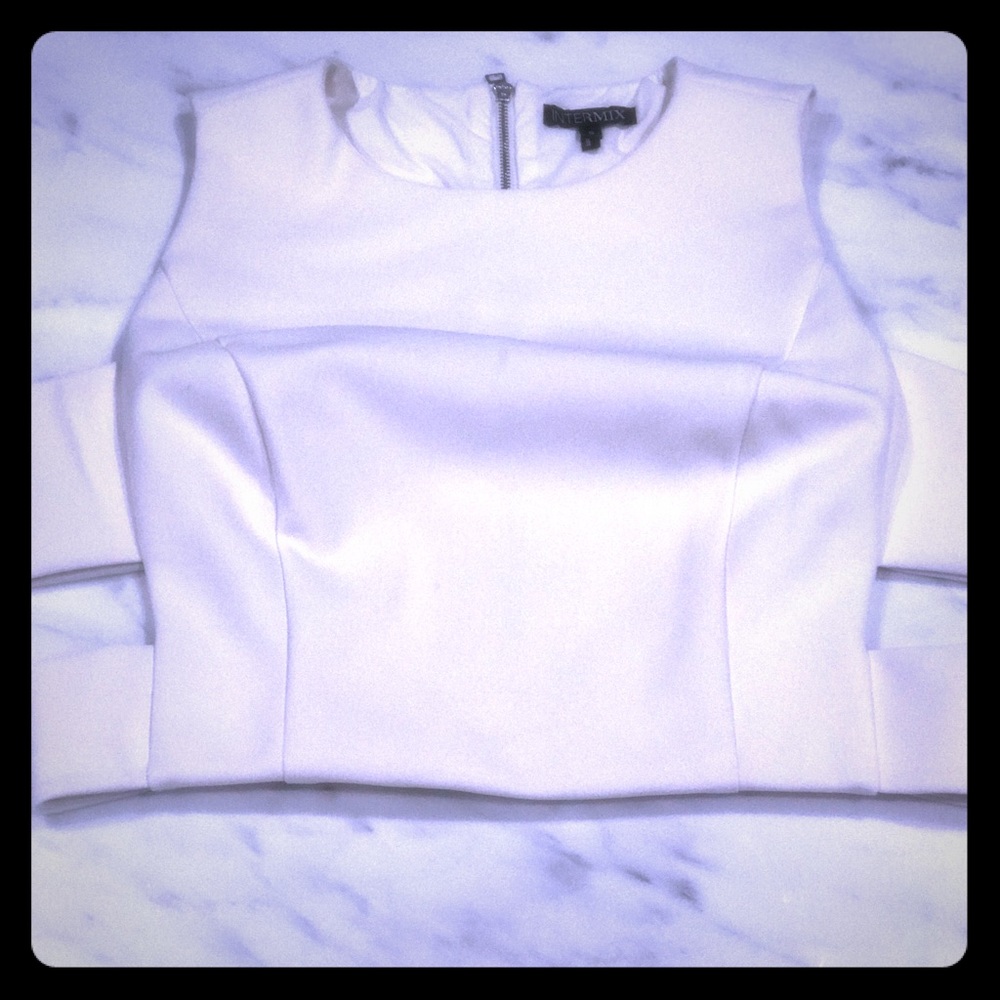 White Intermix Cut out Crop Top